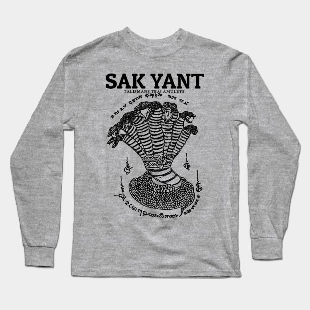 Sak Yant Muay Thai Snake Long Sleeve T-Shirt by KewaleeTee